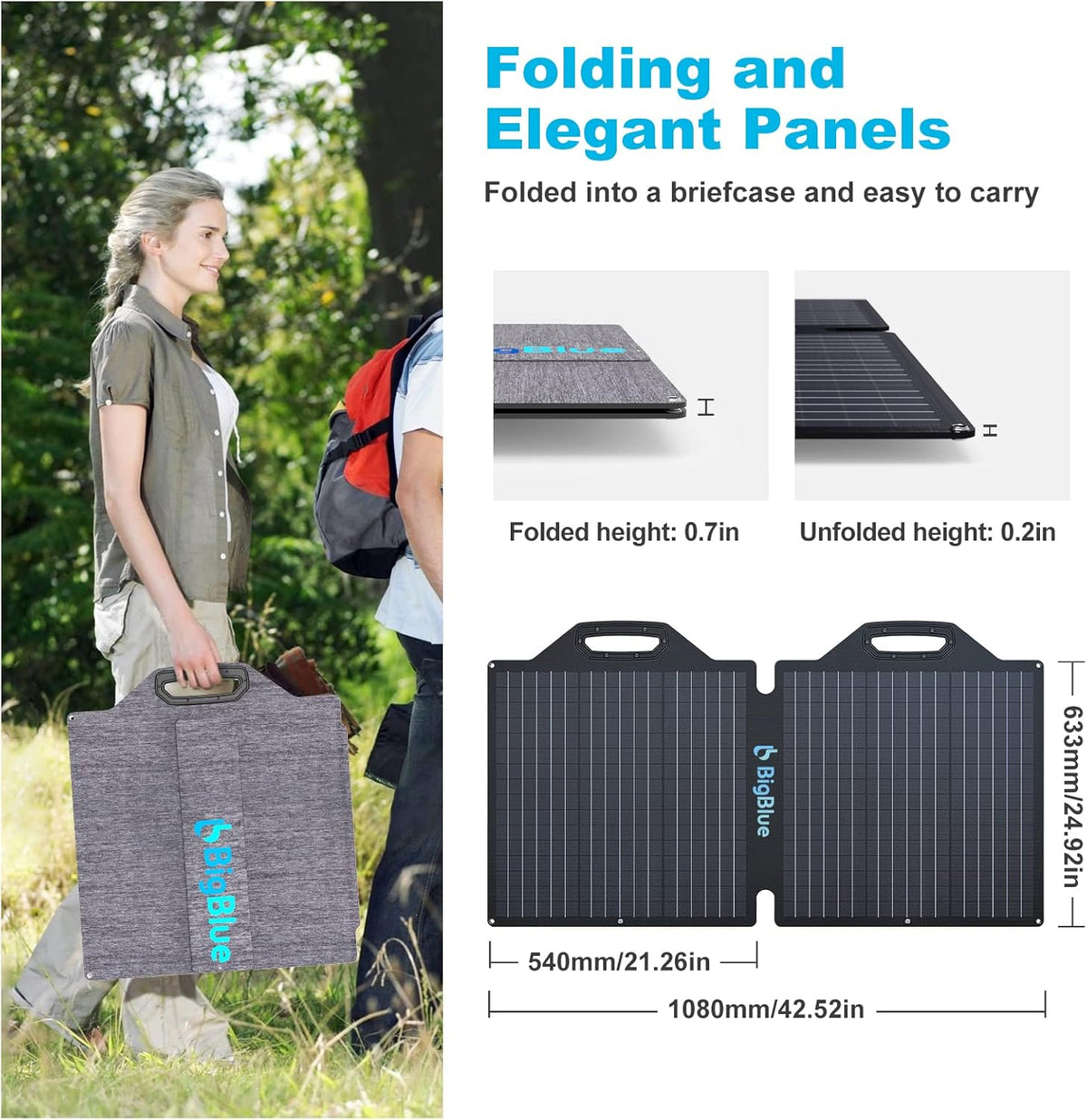 100W ETFE Portable Solar Panels with Kickstands, IP65 Waterproof A6314
