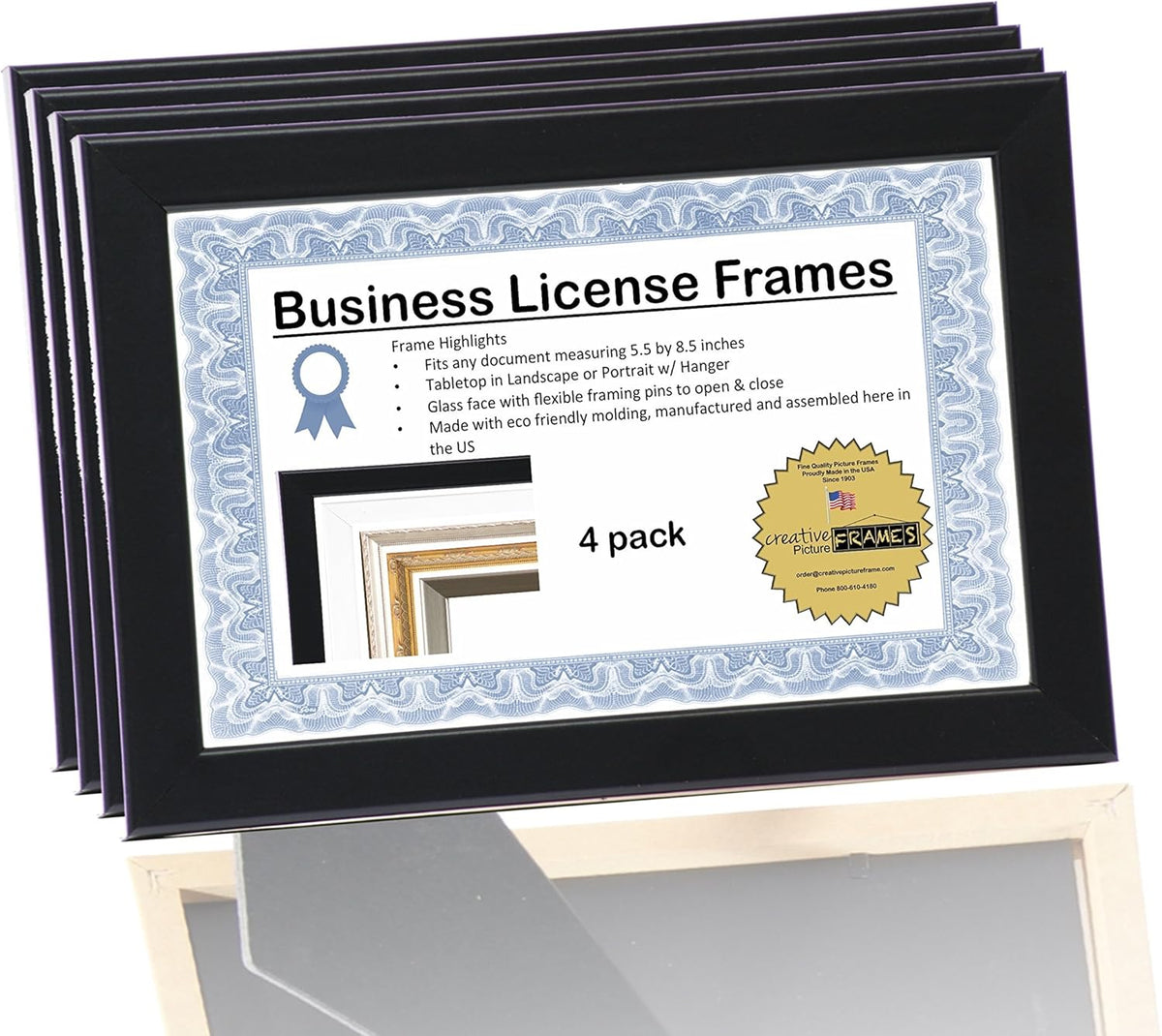 Black 5.5x8.5 Certificate Frame, 4 Pack D815