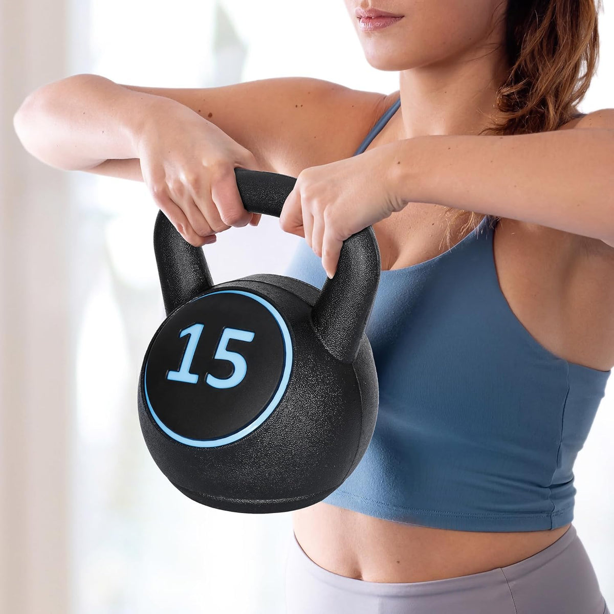 4 Piece HDPE Coated Concrete Kettlebell Set 5lb 10lb 15lb 20lb K1423