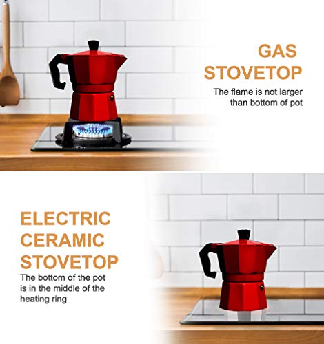 Aluminum Moka Pot Coffee Maker with Coffee Mug, 3 Espresso Cup 5 oz A4455