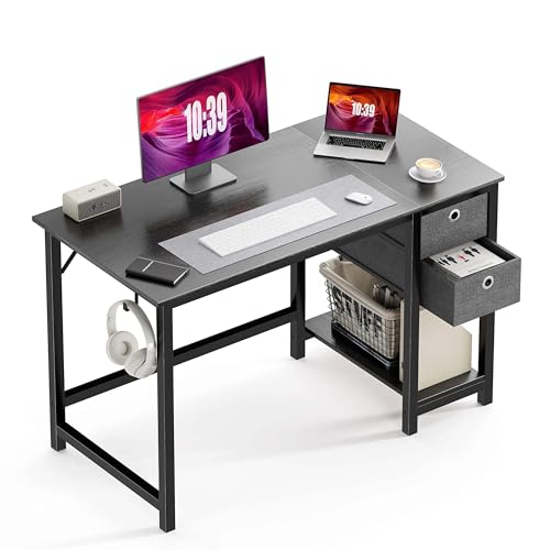 Modern Minimalist Writing Desk with 2 Drawers Storage Particle Board (40in) R929