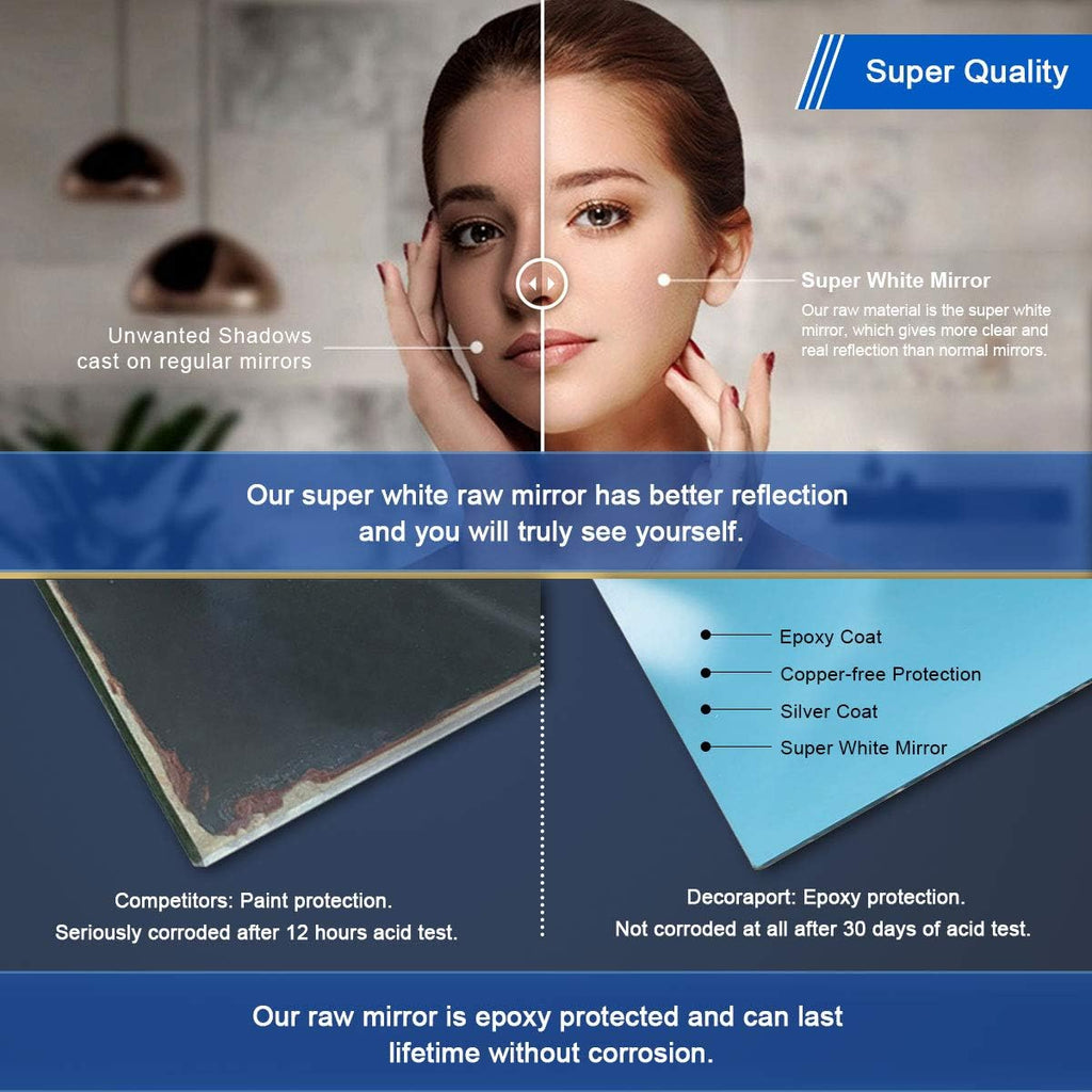 60 x 36 Inch Illuminated LED Bathroom Mirror with Smart Button, Anti Fog, Dimmable, Bluetooth Speakers W399099
