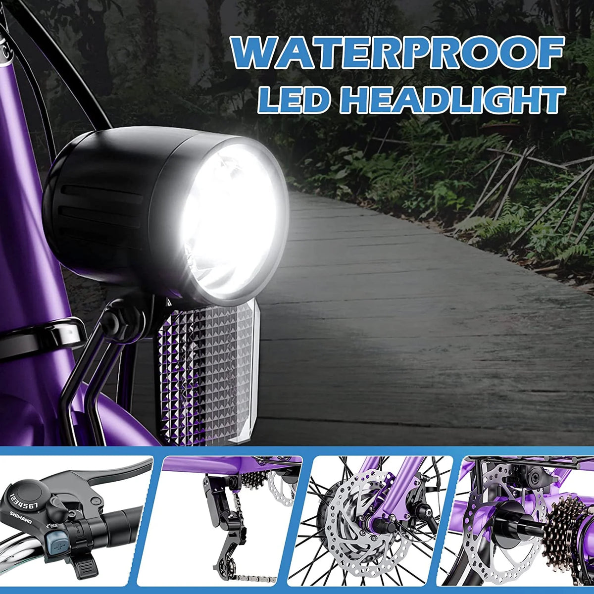 Electric Trike, 7 Speed 24"/26" 3 Wheel Electric Bicycle with 36V 14.5Ah Lithium Battery E10157