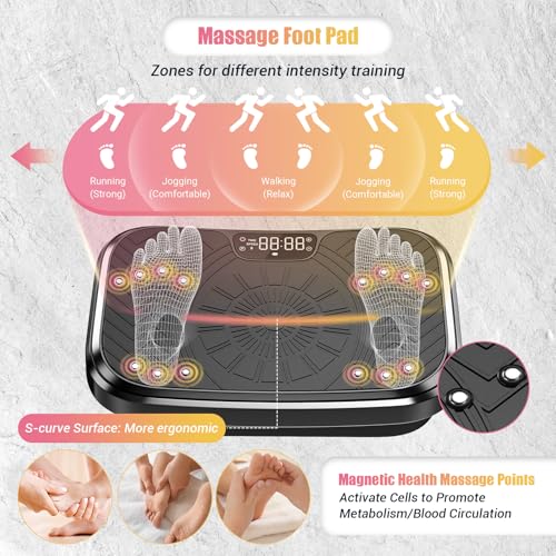Vibration Plate Exercise Machine with Training Poster, 3 Resistance Bands, Adjustable Speeds N26816