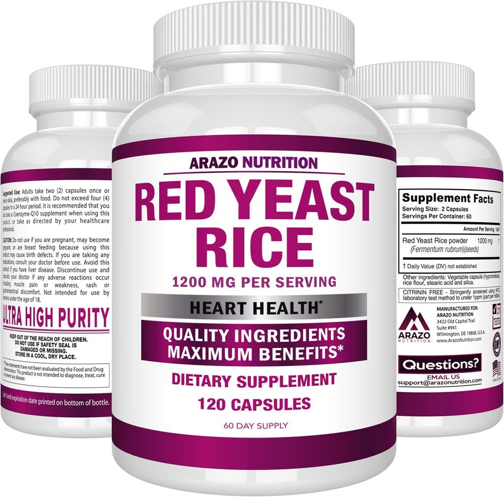 Red Yeast Rice Extract 1200 MG Vegetarian 120 Capsules M252825