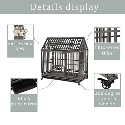 Black 48 inch Metal Dog Cage with Four Wheels Z61373
