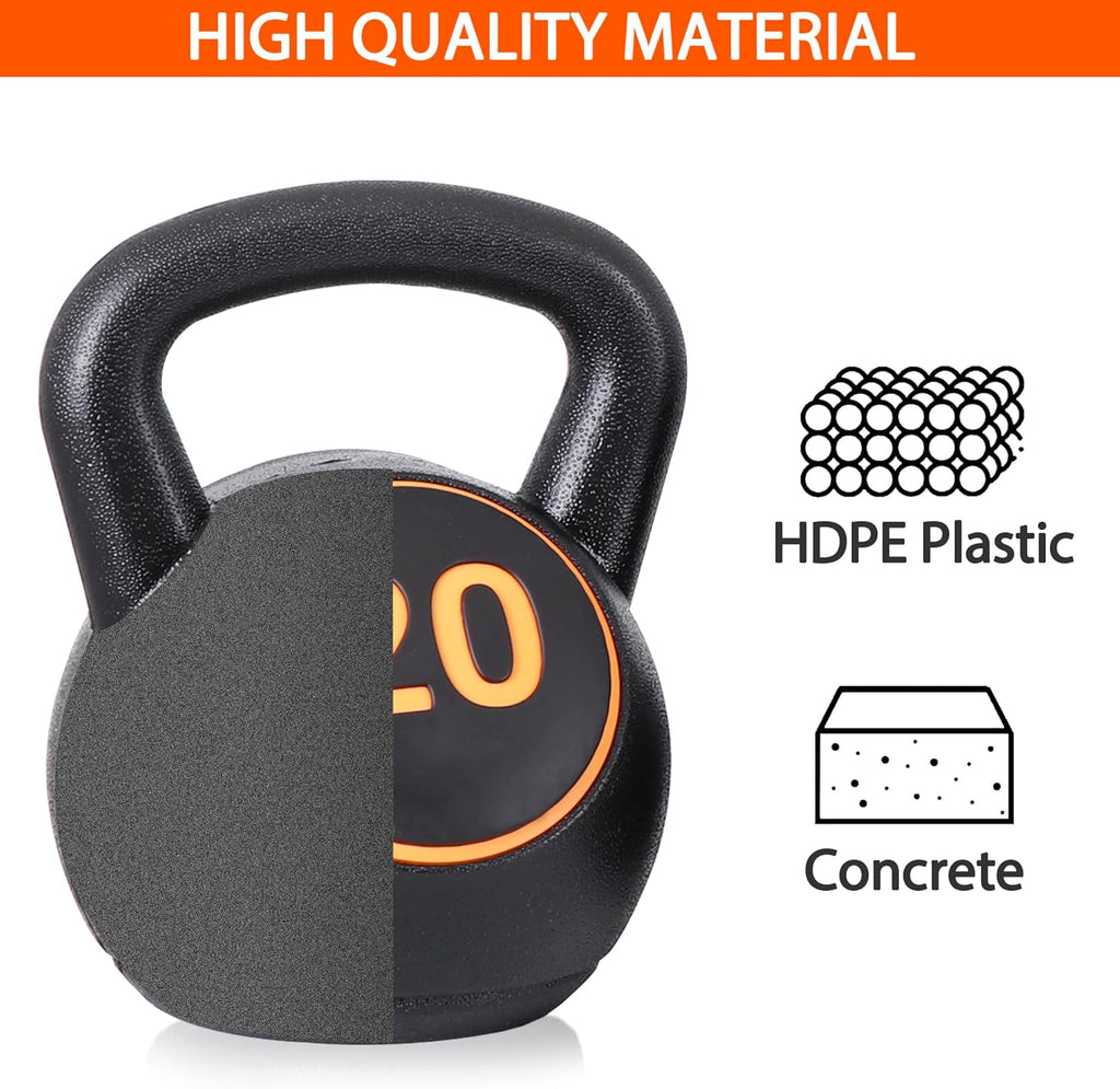 4 Piece HDPE Coated Concrete Kettlebell Set 5lb 10lb 15lb 20lb K1423