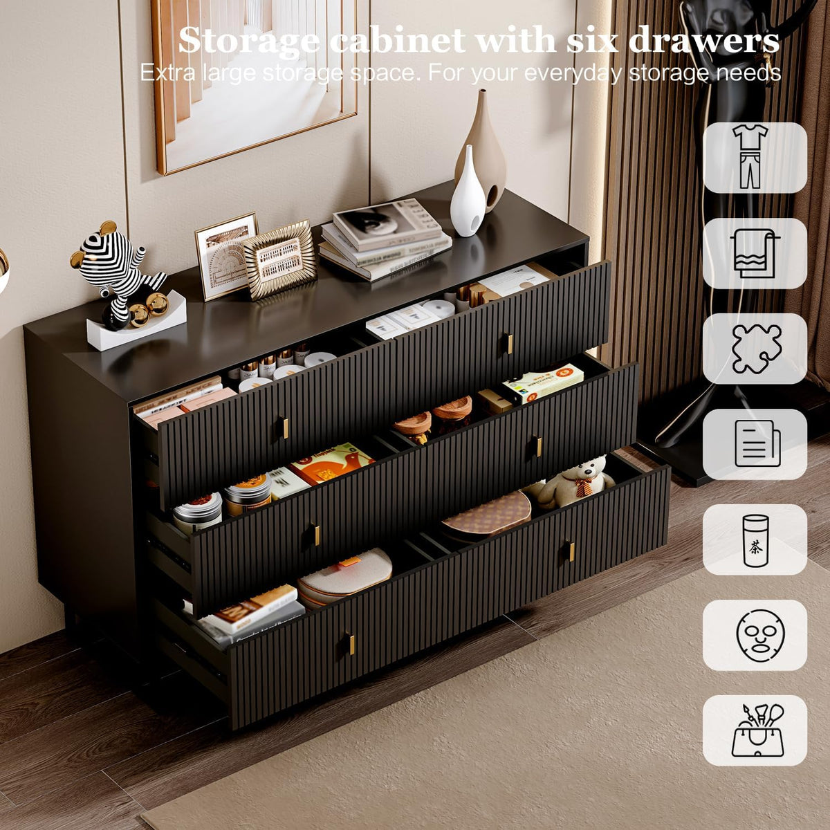 Black 6 Drawer Dresser H48988