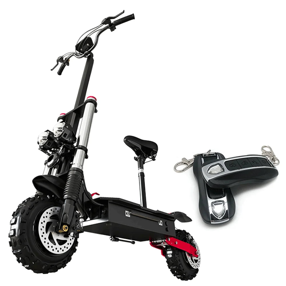 Dual Motor Electric Scooter with Seat, 60V 5600W, 11 inch Off-Road Tire U2945
