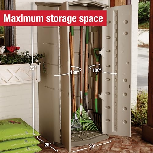 Compact Vertical Resin Storage Shed With Floor (2 x 2.5 Ft), Beige/Brown K269