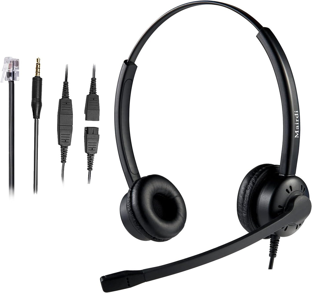 Binaural Telephone Headset with Noise Cancelling Microphone Y2318