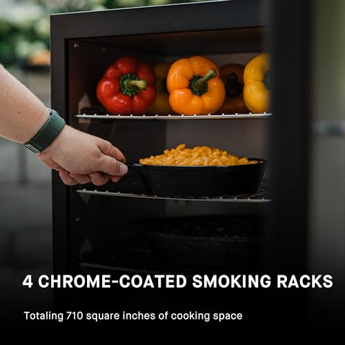 30-inch Digital Electric Vertical BBQ Smoker with Leg Kit and Side Wood Chip Loader in Black I372