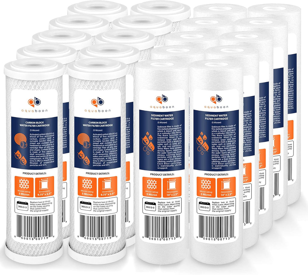 Set of 20 Sediment Carbon 5 Micron 10 inch Water Filter Cartridges H45457