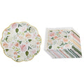 Pink Floral Paper Plates (Set of 16) and Paper Cocktail Napkins (Set of 30) S216380