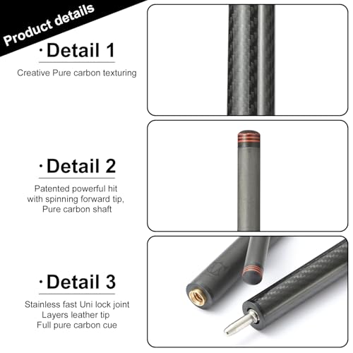 Carbon Fiber Break Pool Cue Stick 20OZ Weight 13mm Tip 58" K4362