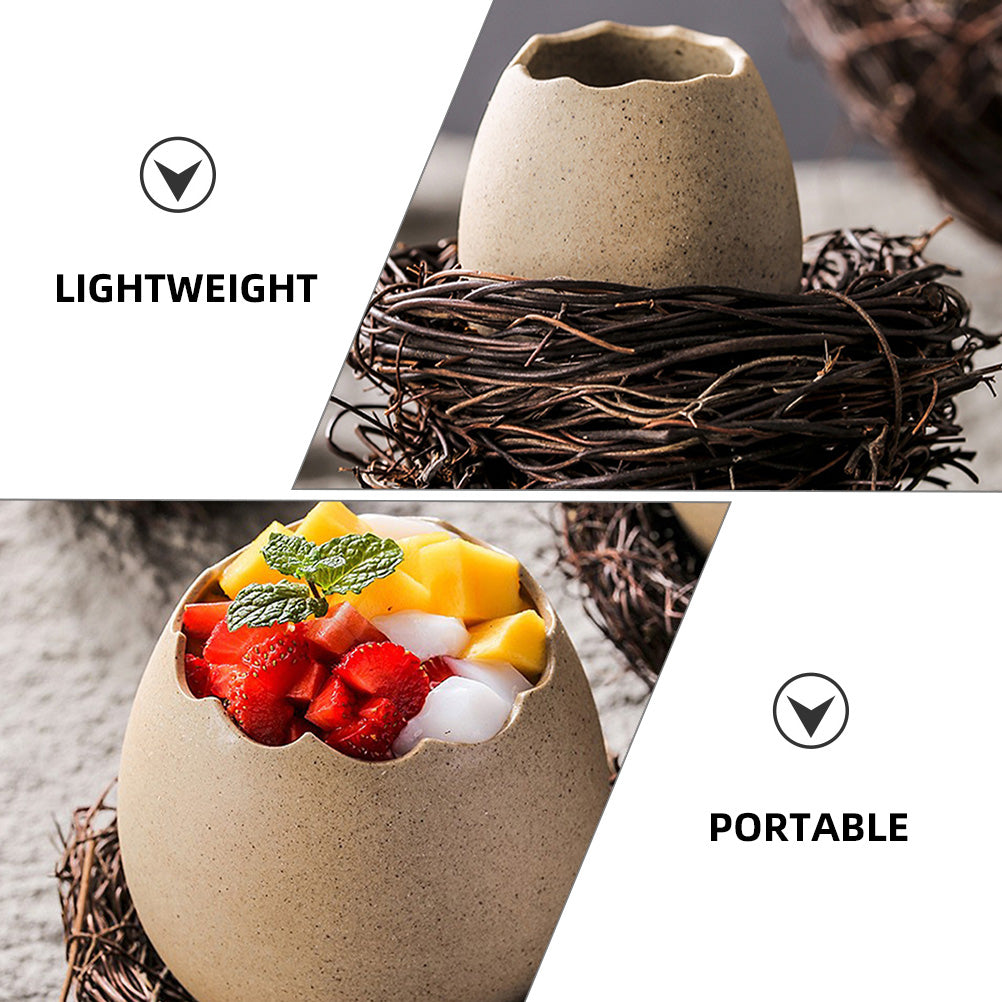 4 Sets Small Ceramic Vase Succulent Planter with Bird Nest G7193