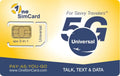 2 Pack Universal 3-in-one SIM Card with $5 Credit V101