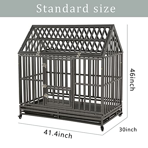 Black 48 inch Metal Dog Cage with Four Wheels Z61373