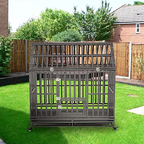 Black 48 inch Metal Dog Cage with Four Wheels Z61373