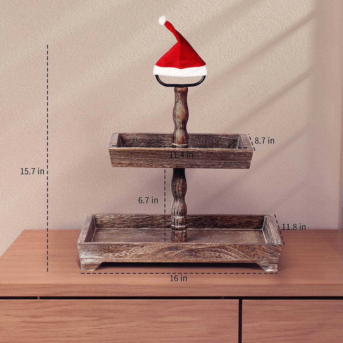 Two Tiered Wood Tray C759