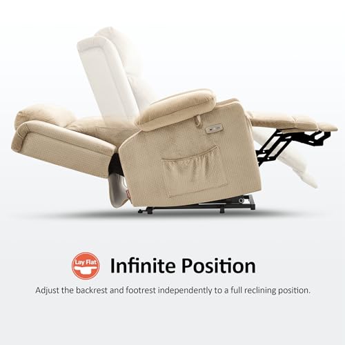 Large Dual Motor Power Lift Recliner Chair with Massage and Heat, Fabric (Grey, Large) Q13245