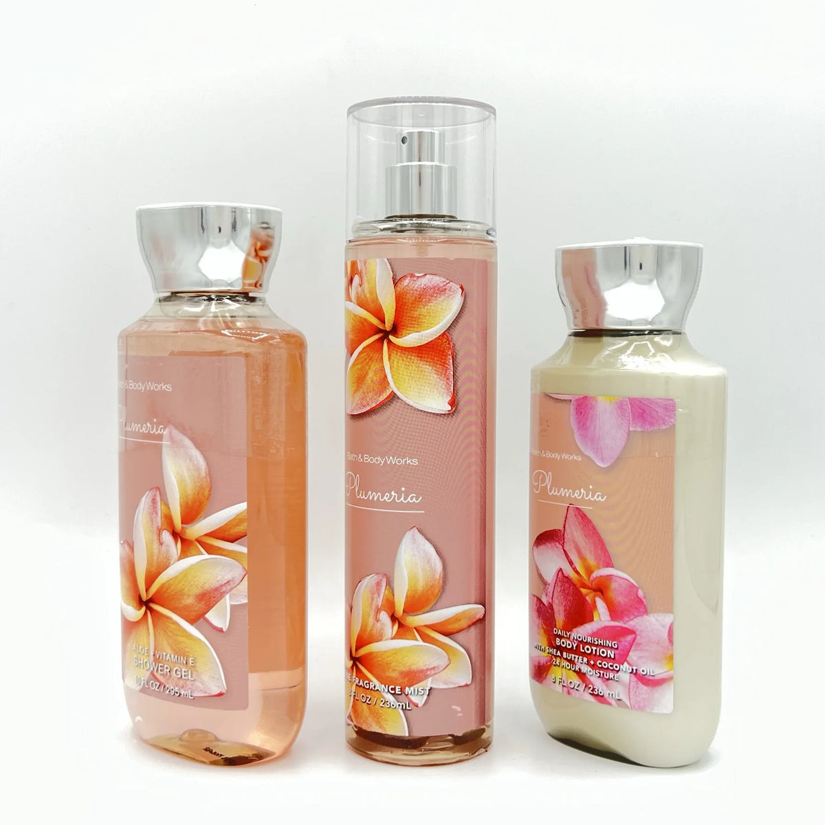 Plumeria Shower Gel, Fine Fragrance Mist & Body Lotion 3-Piece Bundle Z317