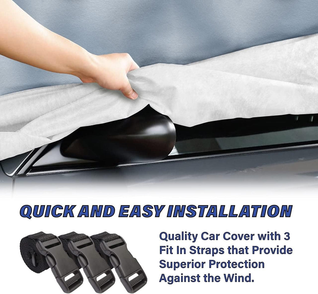 Premium Full Car Cover Waterproof All Weather Resistant Custom Outdoor Indoor Sun Snow Storm Protection Form-Fit Padded Cover with Straps E7015