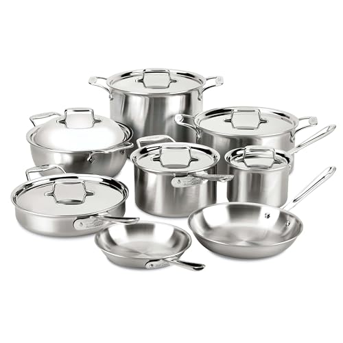 14 Piece 5-Ply Brushed Stainless Steel Cookware Set H5983