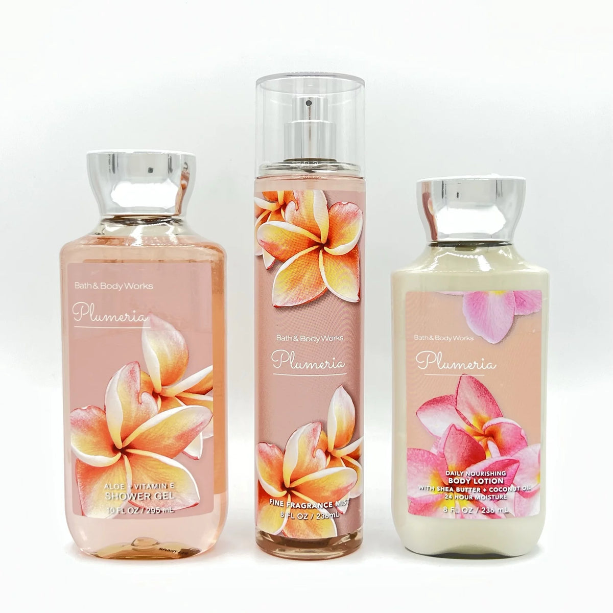 Plumeria Shower Gel, Fine Fragrance Mist & Body Lotion 3-Piece Bundle Z317