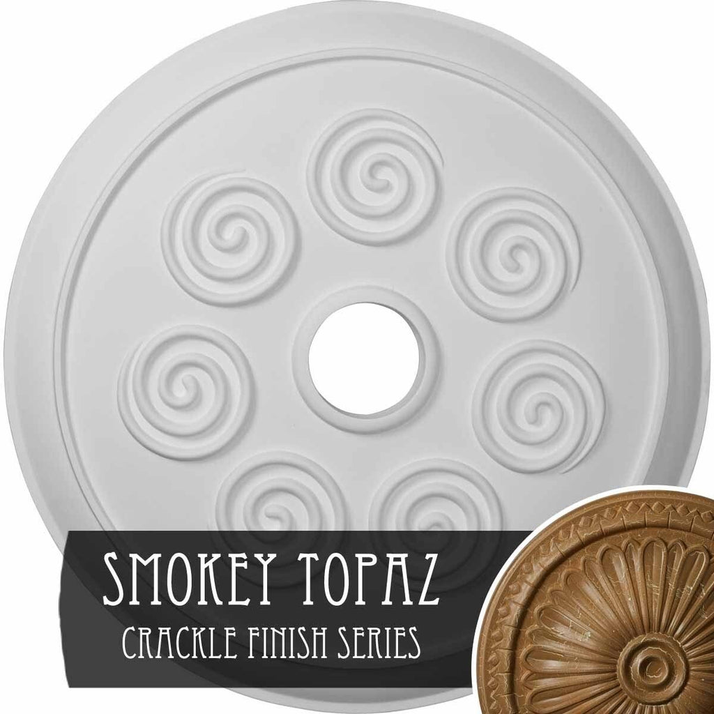 Spiral Ceiling Medallion Hand-Painted Smokey Topaz Crackle L3390