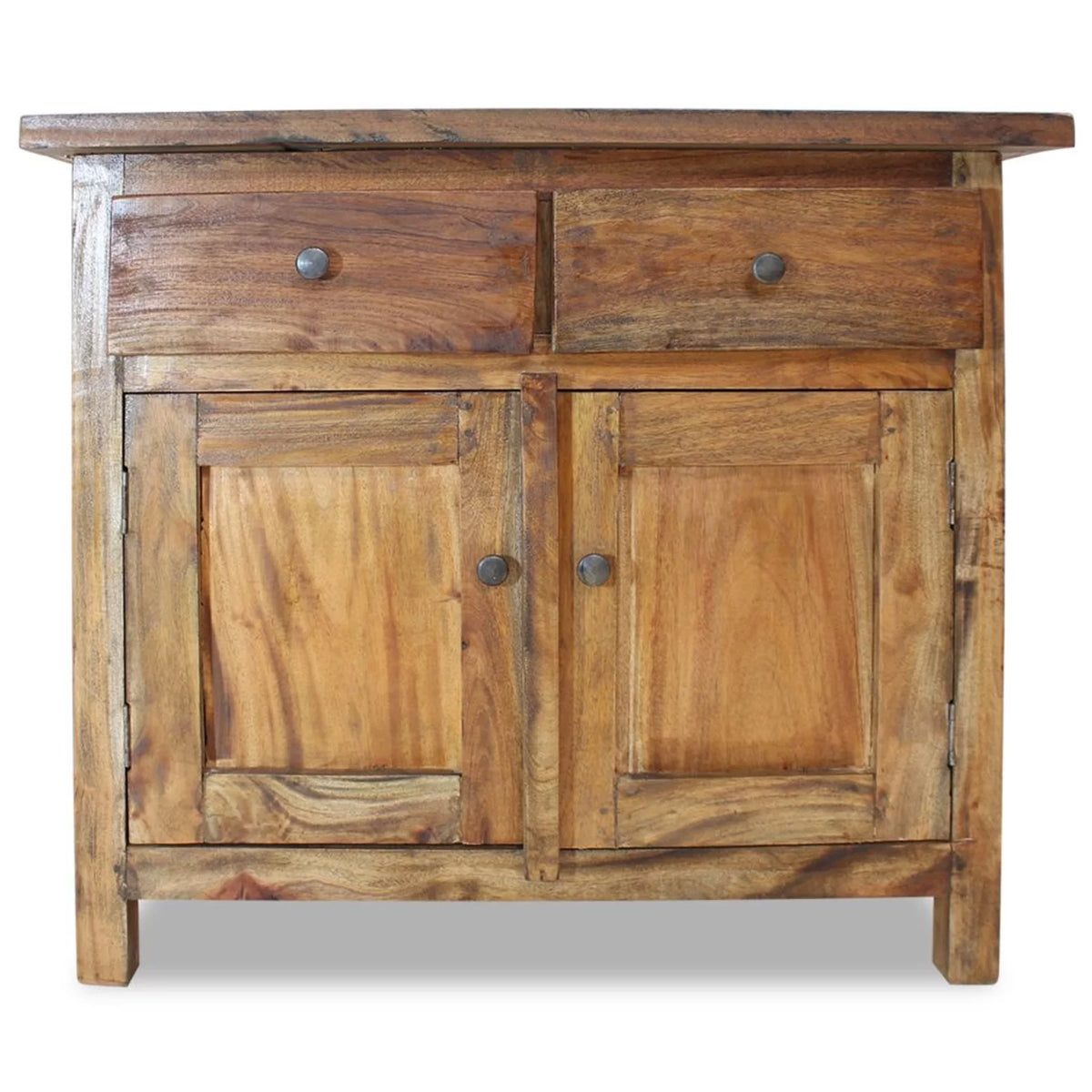 Handmade Sideboard Storage 2 Drawers Cabinet with Shelf 2 Doors Vintage Solid Reclaimed Wood K257151
