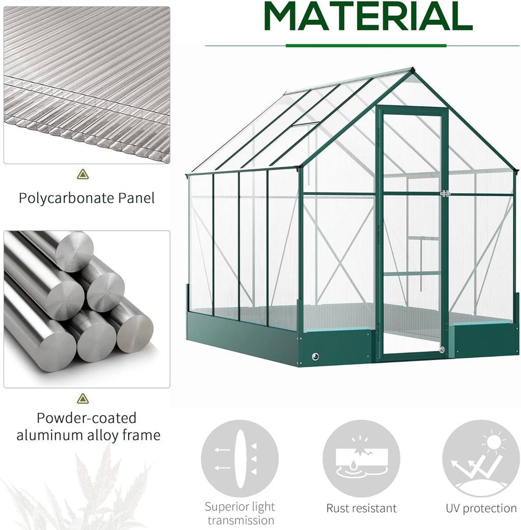 6' x 8' x 7' Walk-in Polycarbonate Greenhouse Y63128