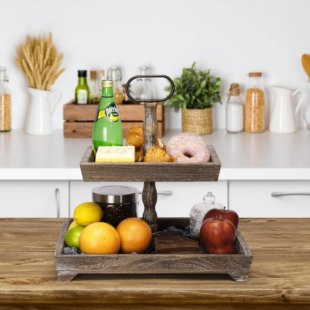 Two Tiered Wood Tray C759