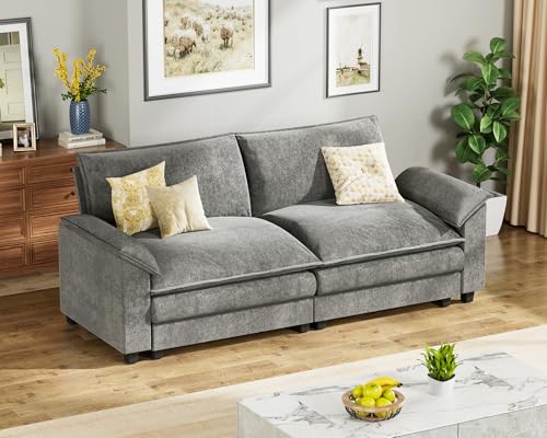 Light Grey L Shaped Chenille Sectional Sofa V1448