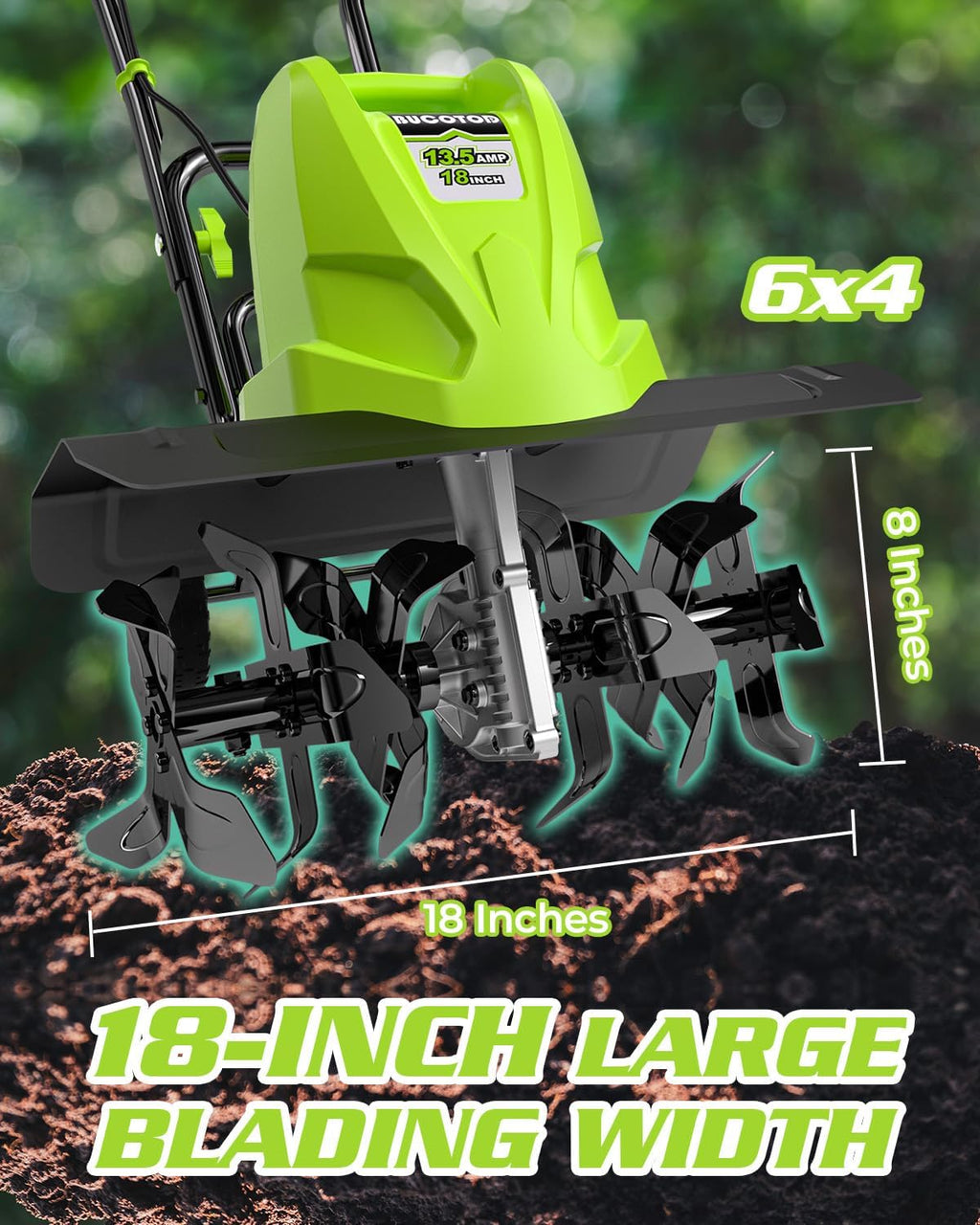 18-Inch 13.5 Amp Electric Tiller/Cultivator with 6 Steel Tines N781315