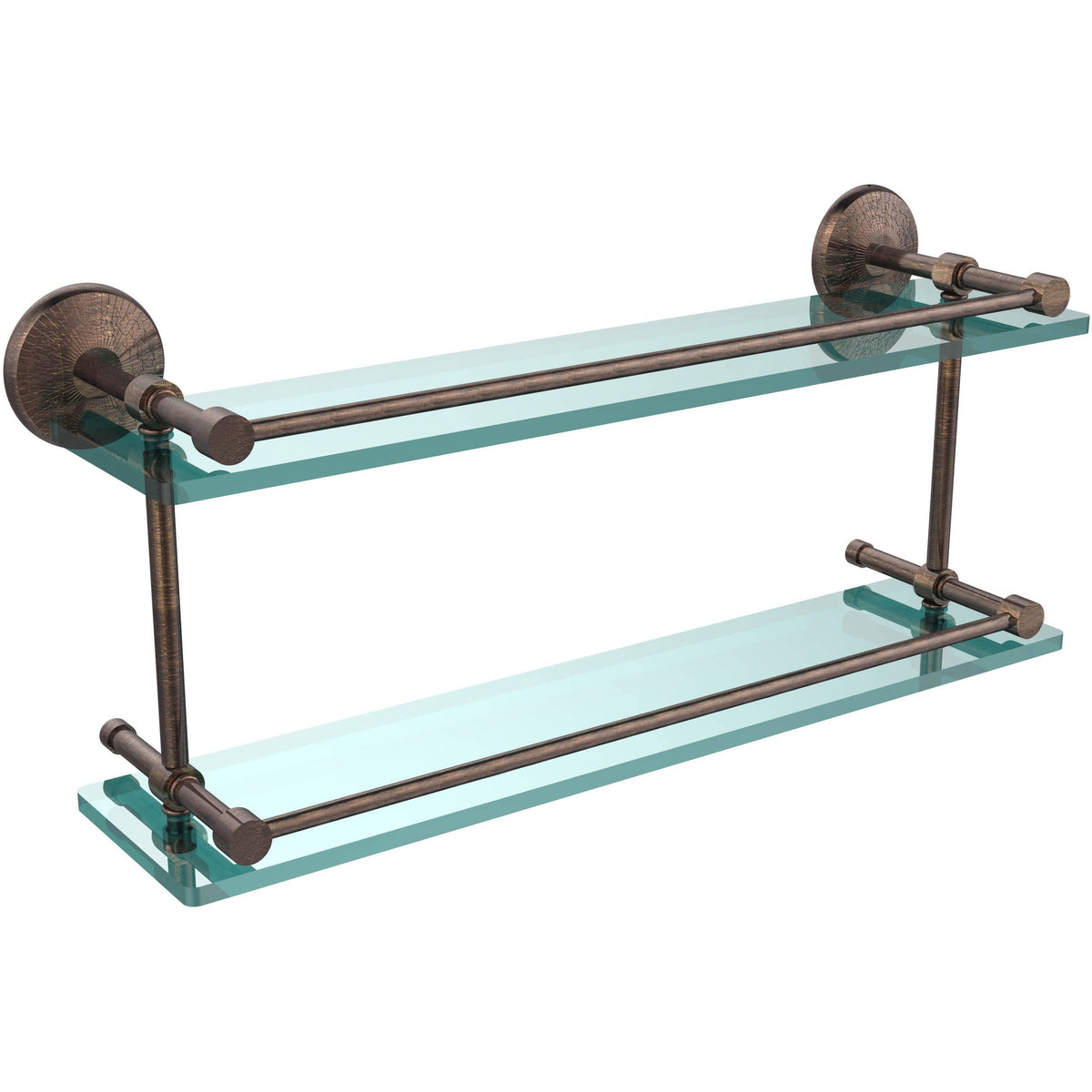 22-inch Double Glass Shelf with Gallery Rail Polished Nickel M280648