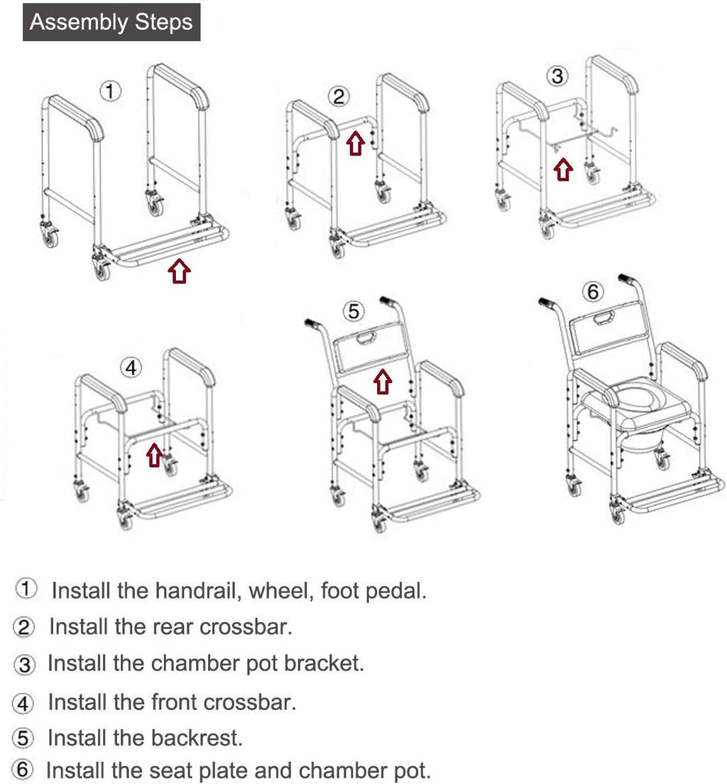 Medical Commode Toilet Rolling Shower Chair With Casters I849764