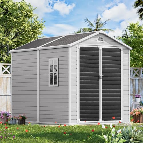 Gray 5x3 FT Waterproof Plastic Storage Shed with Floor I86479