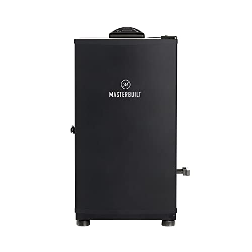 30-inch Digital Electric Vertical BBQ Smoker with Leg Kit and Side Wood Chip Loader in Black I372