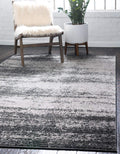 Dark Gray/Ivory 6' 1" x 9' Rectangle Area Rug X6759