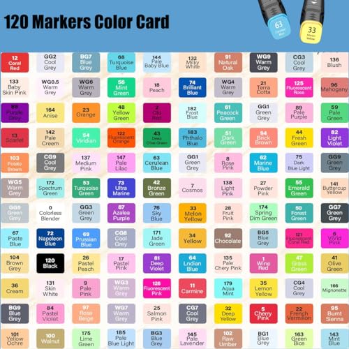 120 Colors Dual Tip Alcohol Markers Set G1586
