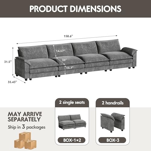 Light Grey L Shaped Chenille Sectional Sofa V1448