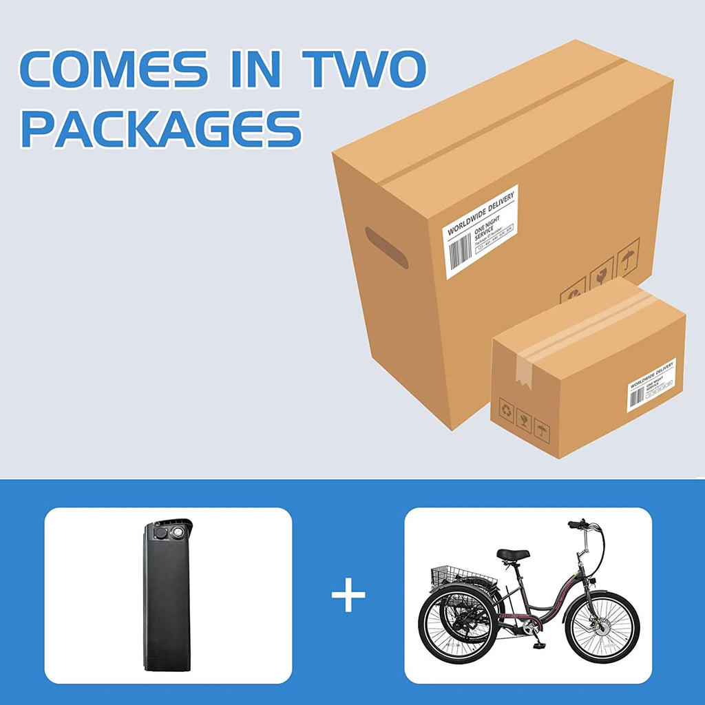 Electric Trike, 7 Speed 24"/26" 3 Wheel Electric Bicycle with 36V 14.5Ah Lithium Battery E10157