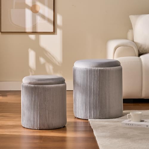 Set of 2 Upholstered Velvet Ottoman with Storage O80093