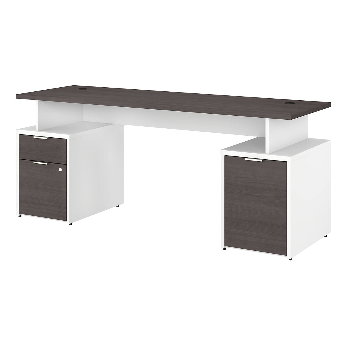 72w Desk with Drawers and Small Storage Cabinet Storm Gray/White H88130