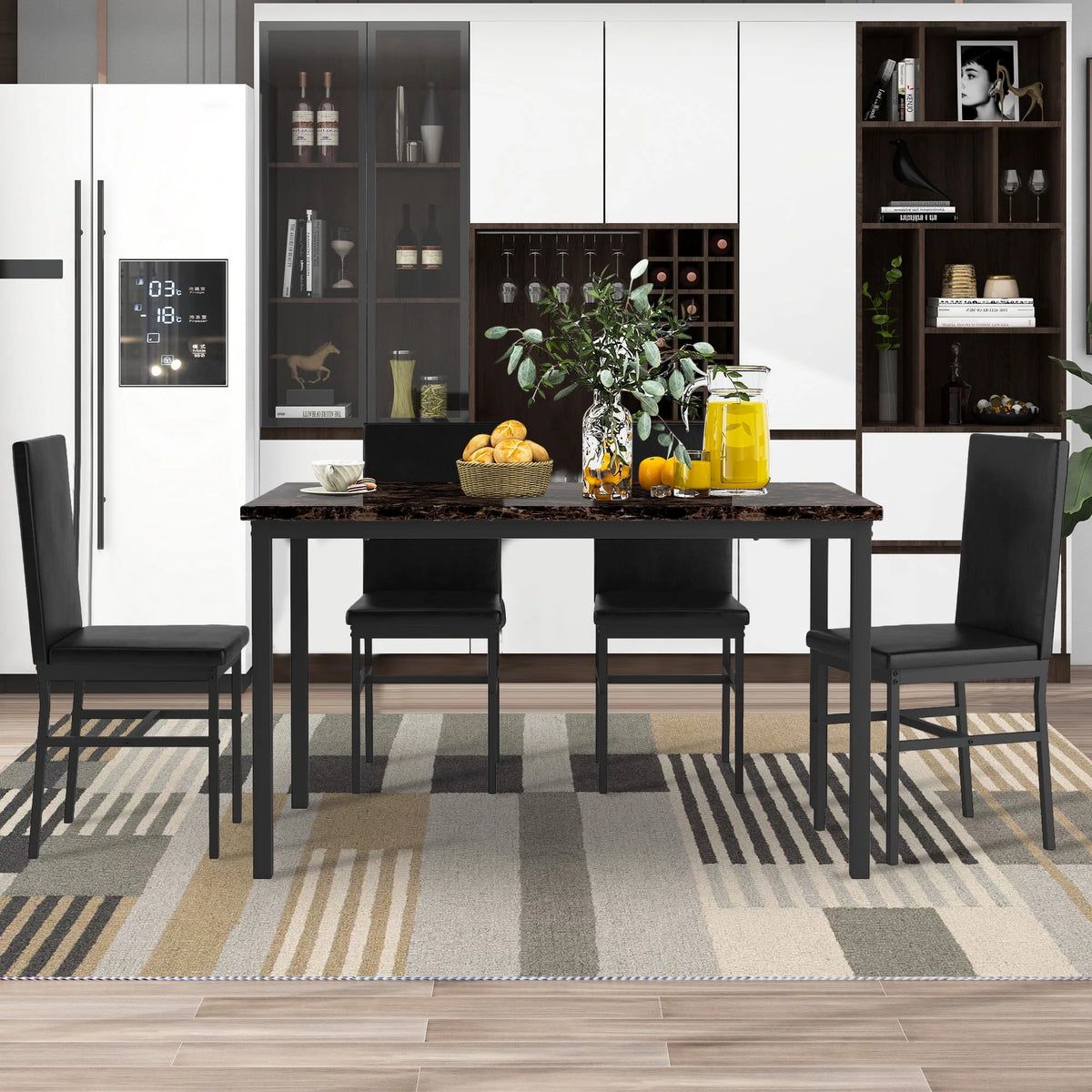 Gray 5-Piece Faux Marble Dining Table Set B97733