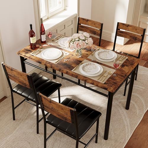 Grey Wood Dining Table Set for 4 S7125