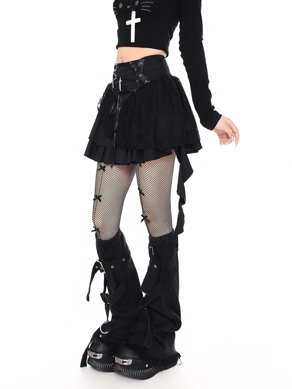 Vintage Gothic Lace Irregular Skirt A33075