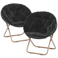 Black Faux Fur Folding Accent Chair with Metal Frame Z573