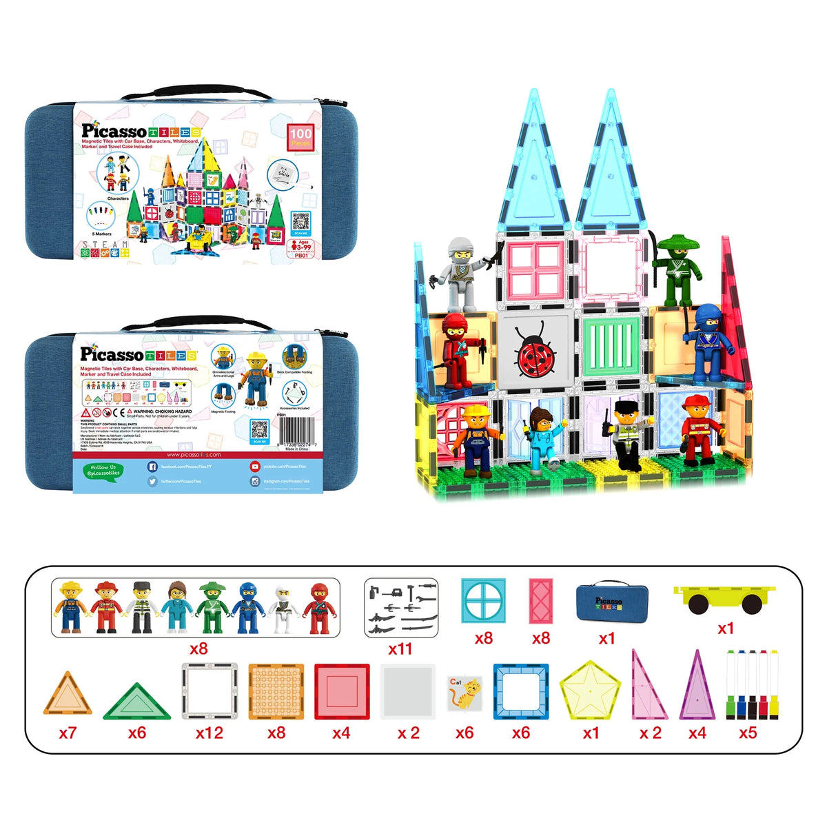100 Pieces Magnet Tile Building Block Set C660086